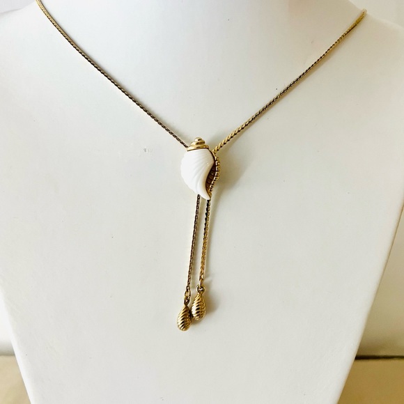 Shell Lariat Gold Tone Necklace - Picture 1 of 5